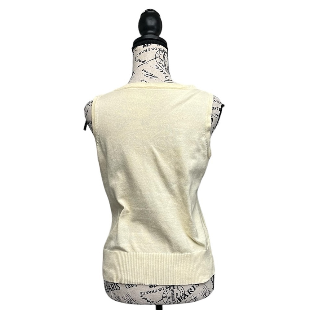 Womens Pale Yellow Scoop Neck Wool Sweater Vest L Preppy Academia Golf Tennis - Picture 6 of 7